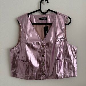 Allegra K Metallic Pink Vest